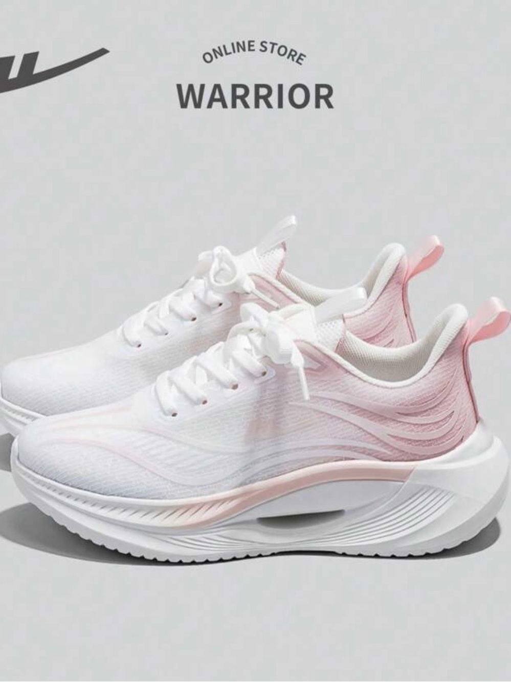 SHEIN Women's White & Pink Lightweight Running Sneakers